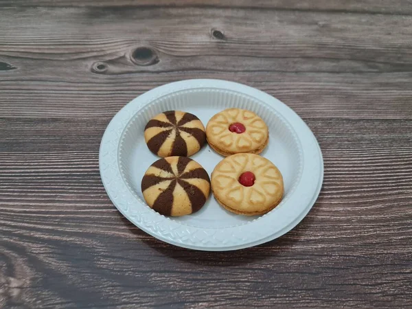 Snacks Aus Mehl Und Anderen Zutaten Nämlich Schokoladenkekse Und Mit — Stockfoto