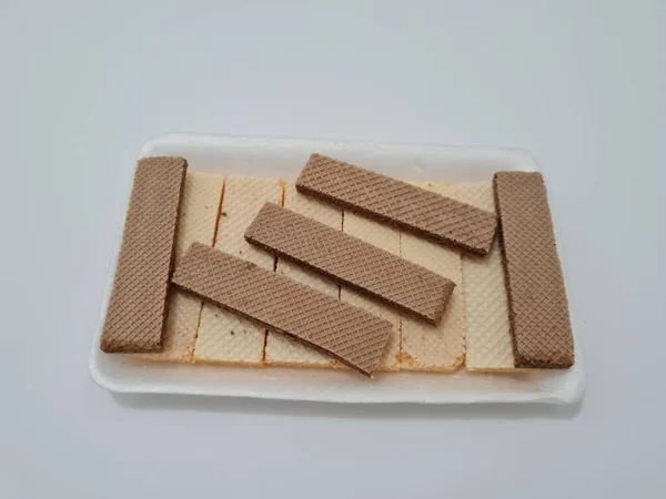 Snacks São Wafers Que Estão Camadas Recipiente — Fotografia de Stock