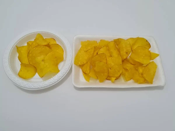 Gebakken Snacks Gemaakt Van Cassave Specerijen Genaamd Cassave Chips — Stockfoto