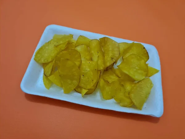 Spuntini Fritti Base Manioca Spezie Chiamati Chips Manioca — Foto Stock
