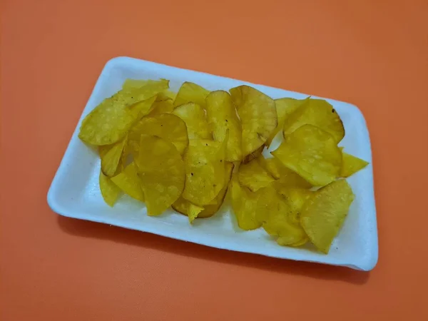 Kasszavából Fűszerekből Készült Sült Snack Úgynevezett Kasszava Chips — Stock Fotó