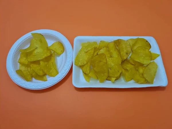 Τηγανητά Σνακ Από Κασάβα Και Μπαχαρικά Που Ονομάζονται Cassava Chips — Φωτογραφία Αρχείου