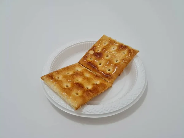 Biscoitos Gabão Doce Feitos Farinha Outros Ingredientes Forma Retangular — Fotografia de Stock