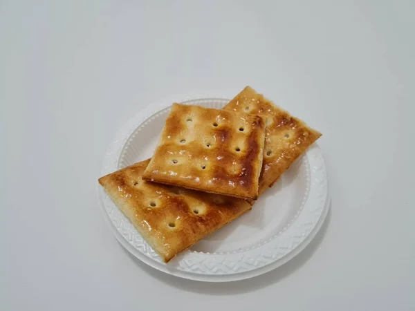 Biscoitos Gabão Doce Feitos Farinha Outros Ingredientes Forma Retangular — Fotografia de Stock