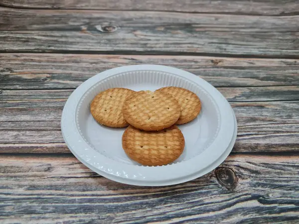 Galletas Forma Círculo Hechas Harina Otros Ingredientes Llamados Galletas — Foto de Stock