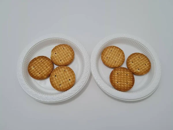 Kekse Form Eines Kreises Aus Mehl Und Anderen Zutaten Kekse — Stockfoto