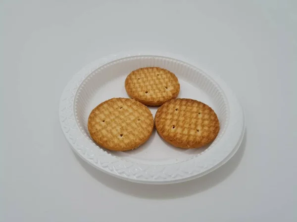 Galletas Forma Círculo Hechas Harina Otros Ingredientes Llamados Galletas — Foto de Stock