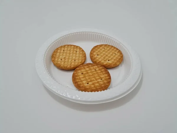 Galletas Forma Círculo Hechas Harina Otros Ingredientes Llamados Galletas — Foto de Stock