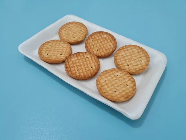 Biscuits Forme Cercle Base Farine Autres Ingrédients Appelés Biscuits — Photo