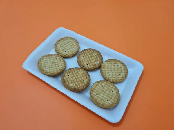 Biscoitos Forma Círculo Feito Farinha Outros Ingredientes Chamados Biscoitos — Fotografia de Stock