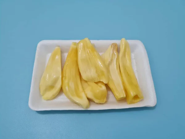 Plátky Zralého Žlutého Jackfruit Nádobě — Stock fotografie