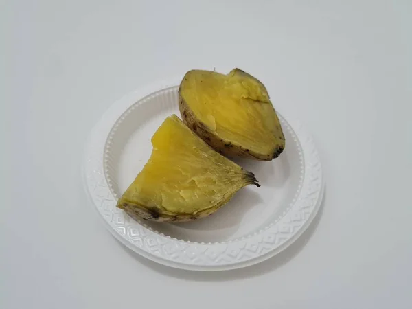 Vařené Žluté Zralé Sladké Brambory Obsahují Vitamíny Minerály Které Jsou — Stock fotografie