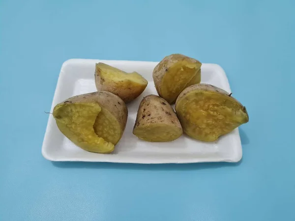 Gestoomde Gele Rijpe Zoete Aardappelen Bevatten Vitaminen Mineralen Die Goed — Stockfoto