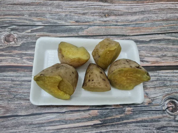 Steamed Yellow Ripe Sweet Potatoes Contain Vitamins Minerals Good Our — Stock Photo, Image