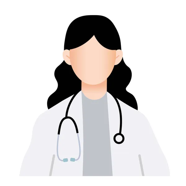 Mujer Doctor Blanco Médico Abrigo Con Estetoscopio Carácter Vector — Vector de stock