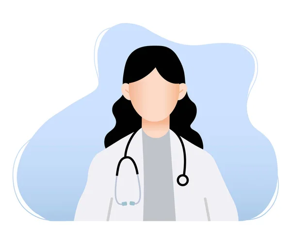 Mujer Doctor Blanco Médico Abrigo Con Estetoscopio Carácter Vector — Vector de stock