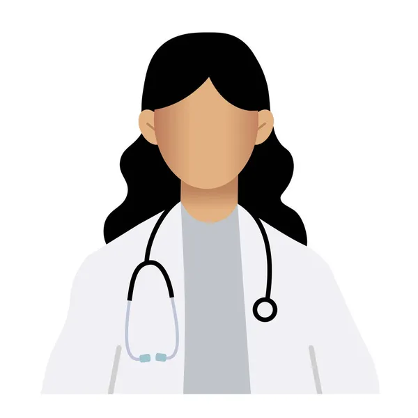 Médico Mujer Negra Capa Médica Blanca Con Vector Del Carácter — Vector de stock