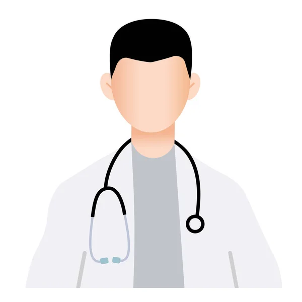 Doktor Medic Männchen Weißen Mantel Mit Stethoskop Charaktervektor — Stockvektor