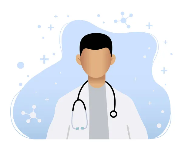 Black Doctor Medic Male White Medical Coat Stethoscope Character Vector — Stock Vector