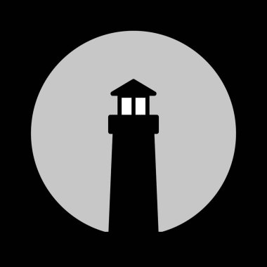 Siyah arka planda siyah beyaz deniz feneri logosu tasarımı 