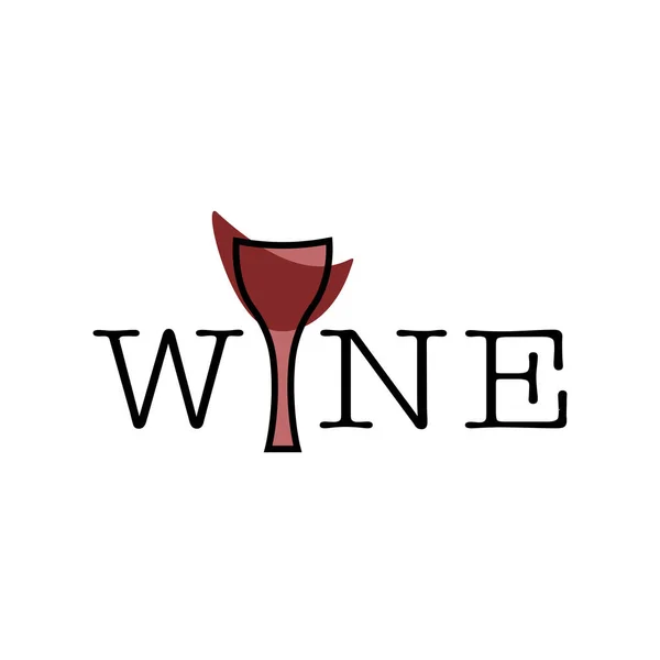 Wine typography with glass logo design — Stock Vector