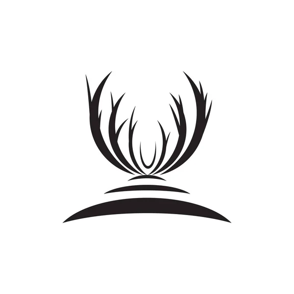 사슴 뿔 그림 숲 트레일 아이콘 로고 디자인 — 스톡 벡터