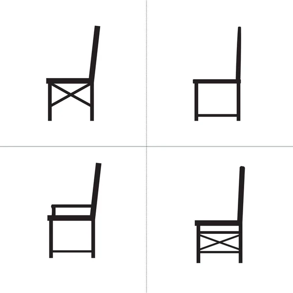 インテリアデザインのための黒と白の椅子のアイコンセット — ストックベクタ