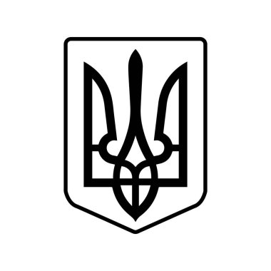 Ukrayna ulusal sembolü. Vektör mızrak. Ukrayna mızrağı. Ukrayna 'nın ulusal amblemi. Savaşı durdurun. Ukrayna 'yı destekleyin. Vektör illüstrasyonu.