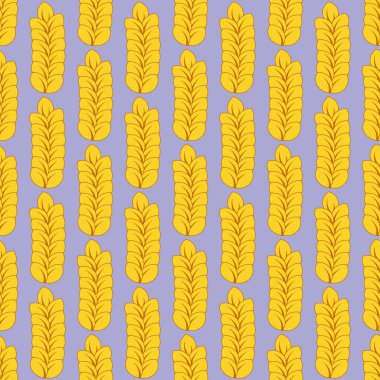 Wheat spike. Grain plant silhouette. Wheat pattern. Oat yellow pattern. Template vector.