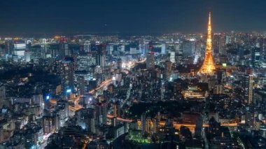 Tokyo, Japonya 'dan 4K Timelapse sekansı - Mori Müzesi' nden Tokyo 'nun gece silueti