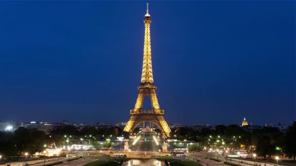Timelapse Sequence Paris Frankrike Dag Till Natt Från Trocadero — Stockvideo