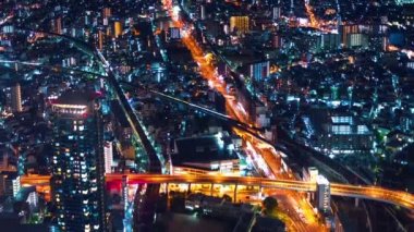 Yukarıda yüksek Osaka cityscape in hızlandırılmış
