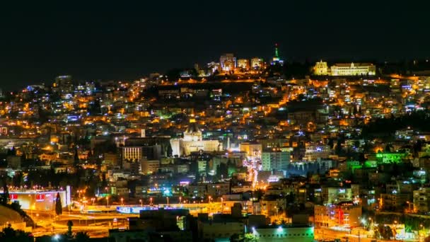 Zeitraffer Der Nacht Von Nazareth Israel — Stockvideo