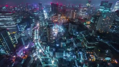 Toranomon, Tokyo, Japonya gece hareket trafik hızlandırılmış