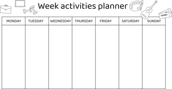 Планировщик Мероприятий Недели Векторная Иллюстрация — стоковое фото