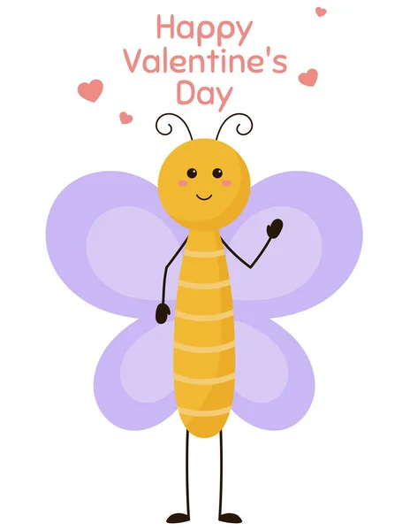 Jolie Carte Papillon Joyeux Valentine Day Card Background Flyer Pancarte — Image vectorielle