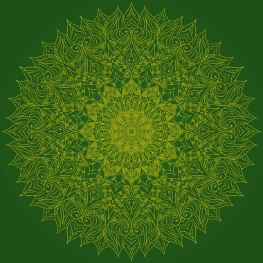 Yeşil arka planda sarı mandala