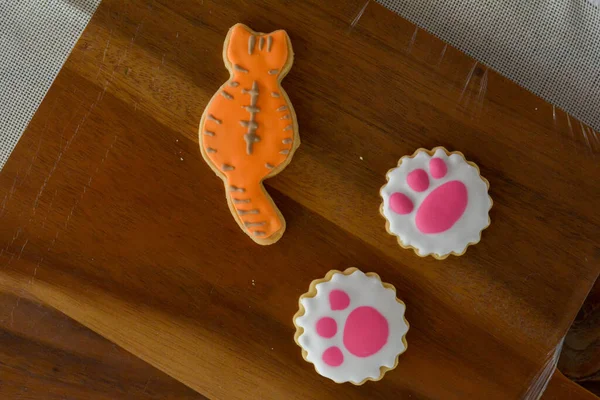 Galletas Con Guinda Mesa Madera — Foto de Stock