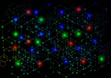 Noktalar ve çizgi altıgen soyut arkaplan. Teknoloji ve bilim geçmişi kavramı. bağlantı dijital veri. Kimya ve moleküler arkaplan.