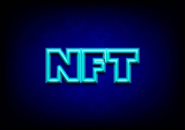 NFT ödenmeyen jetonlar konsepti. Kripto para birimi, engelleme zinciri, koyu arkaplanda eşsiz dijital nesne. Gelecekte kripto sanat ve dijital varlıklar. 