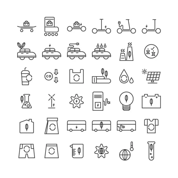 Ensemble Icônes Écologiques Course Modifiable Pixel Parfait 64X64 Pour Web — Image vectorielle