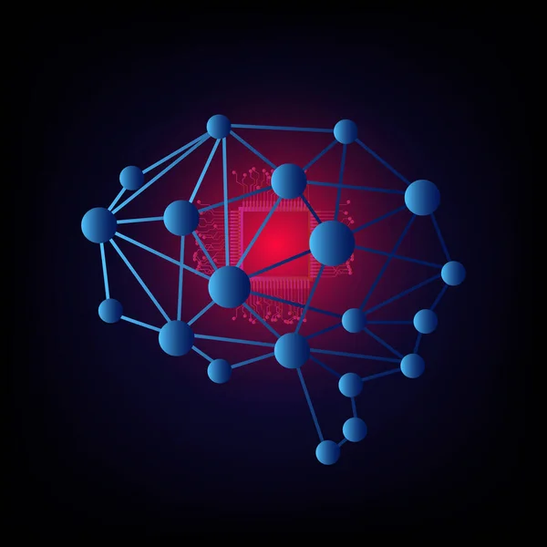Neuralink Dan Konsep Kecerdasan Buatan Sebuah Microchip Ditanamkan Otak Terapi - Stok Vektor