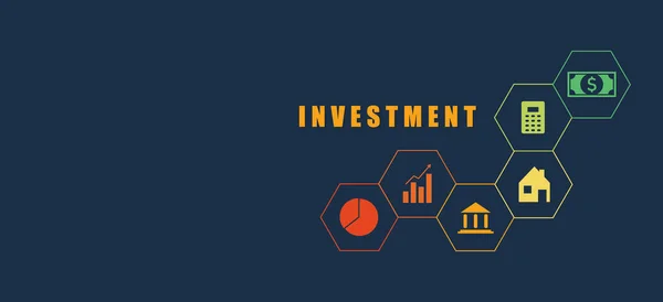 Inwestycje Bogactwo Koncepcja Biznesu Ikony Takie Jak Nieruchomości Księgowość Grafowanie — Wektor stockowy