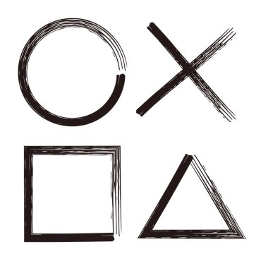 Çember, Crossmark, Meydan, Üçgen. El yazısı çizimi
