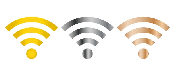 Uppsättningar Premium Wifi Logotypen Guld Silver Brons — Stock vektor