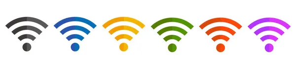 Ícones Wifi Seis Cores — Vetor de Stock