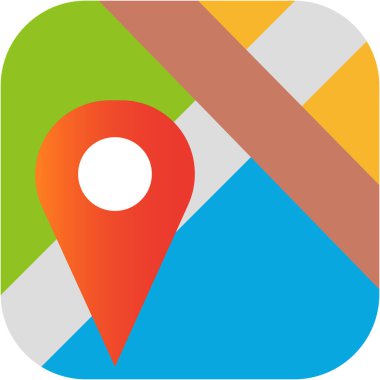 Basit bir harita simgesi. Renkli tasarım simgesi.