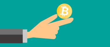 Bitcoin 'li adam. Basit bir vektör resmi.