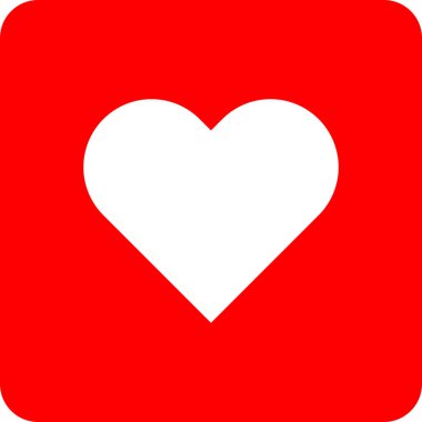 Kalp ikonu. Kırmızı kare vektörler. Çok basit..