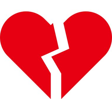 Kırık kalp ikonu. Kırık kalp, boşanma vs. hakkında vektör görüntüsü.